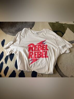 Bella Canvas White Tee with Red "Rebel Rebel" Graphic